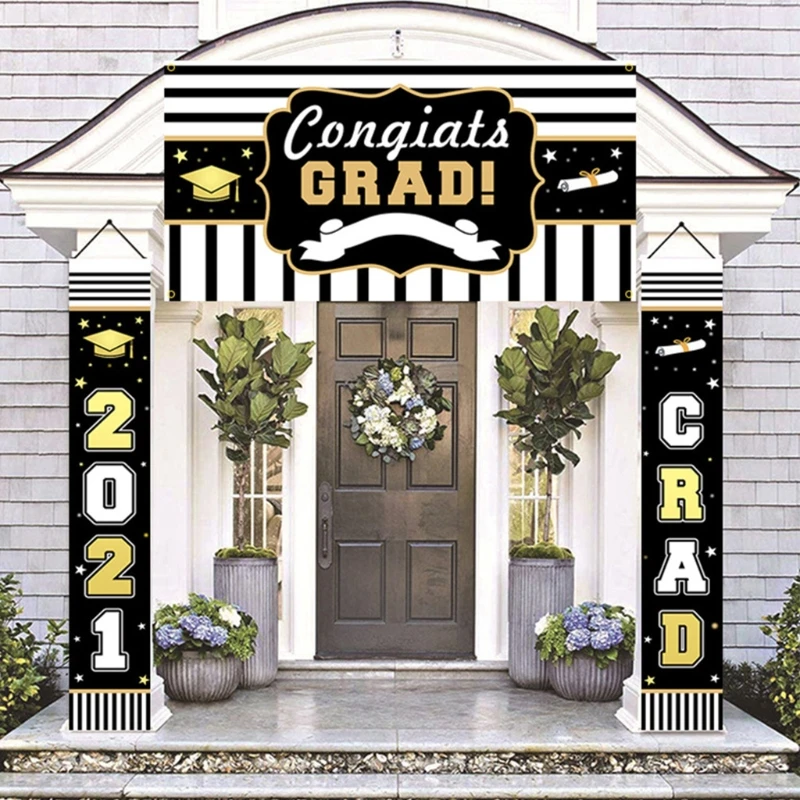 

3 шт. Выпускной крыльцо знак класса 2021 Поздравляю Град висящие декорации баннер Выпускной вечерние входная дверь настенные принадлежности ...