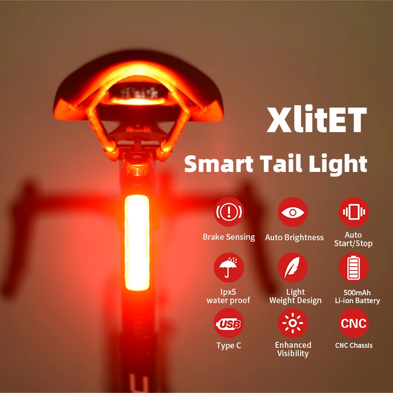 ENFITNIX 2020 XlitET велосипедный автоматический задний стоп светильник ночной смарт