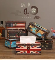 american style home storage box with lock retro leather box holder desktop coffee shop decorate