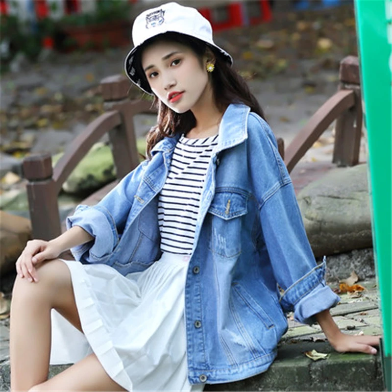 Новейшая модная женская куртка с длинным рукавом осенние джинсовые куртки