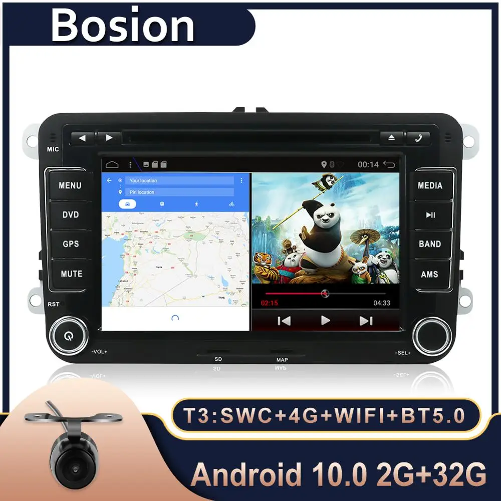 Bosion 2 din Android 10 0 автомобильный Радио мультимедийный плеер GPS для Volkswagen VW golf passat b6