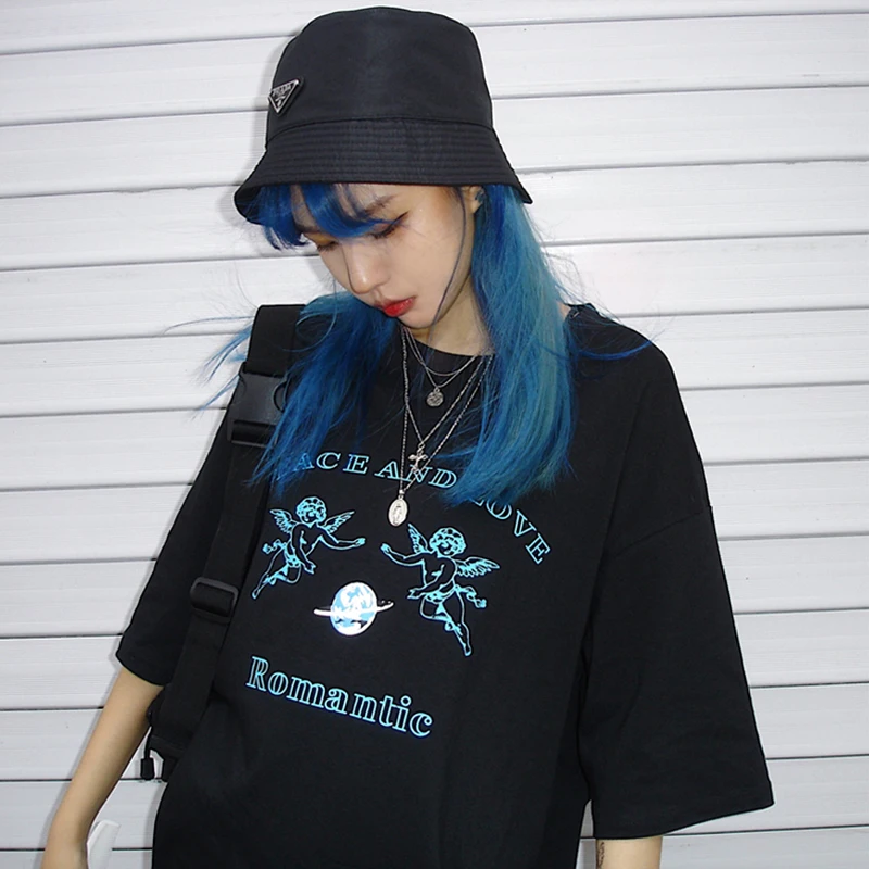 Женская футболка с принтом ангела летняя мода 2020 Повседневная Свободная одежда