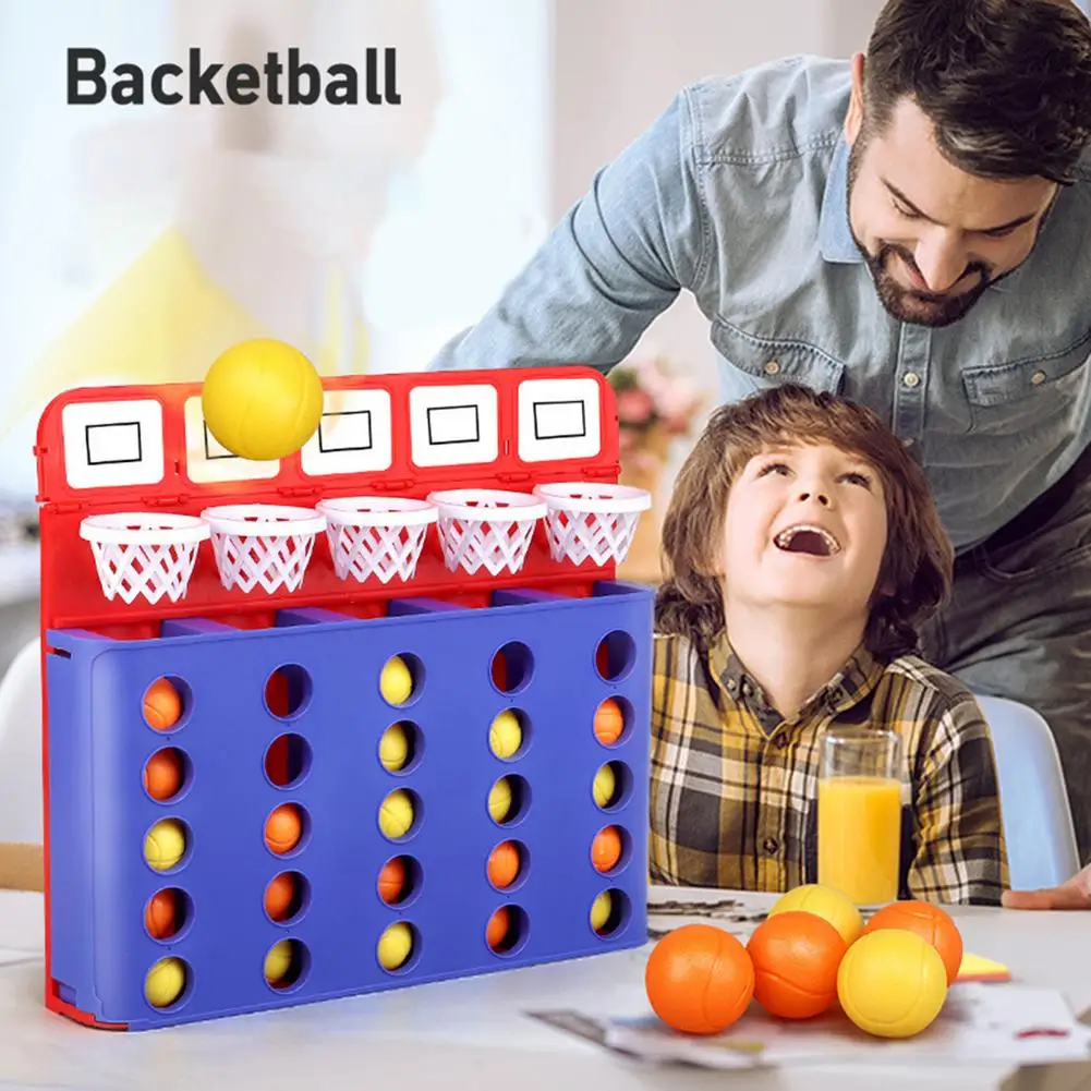 

2-in-1 Four In A Row Gaming Set Fun Basketball Thorwing Toy Kids Travel Fun Board Game Line Up Row Board Puzzle Toys