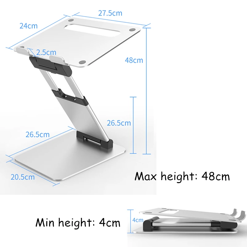 

Height Adjsutable Laptop Stand Aluminum Stretchable Heighten Design Notebook Standing Holder for MacBook Air Pro 11-17 inch