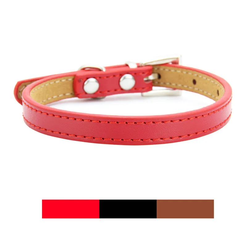 

Adjustable Basic Pet Collar for Puppy Kitten Cats with Metal Buckle Soft Leather Dog Collar for Small Medium Large Dogs