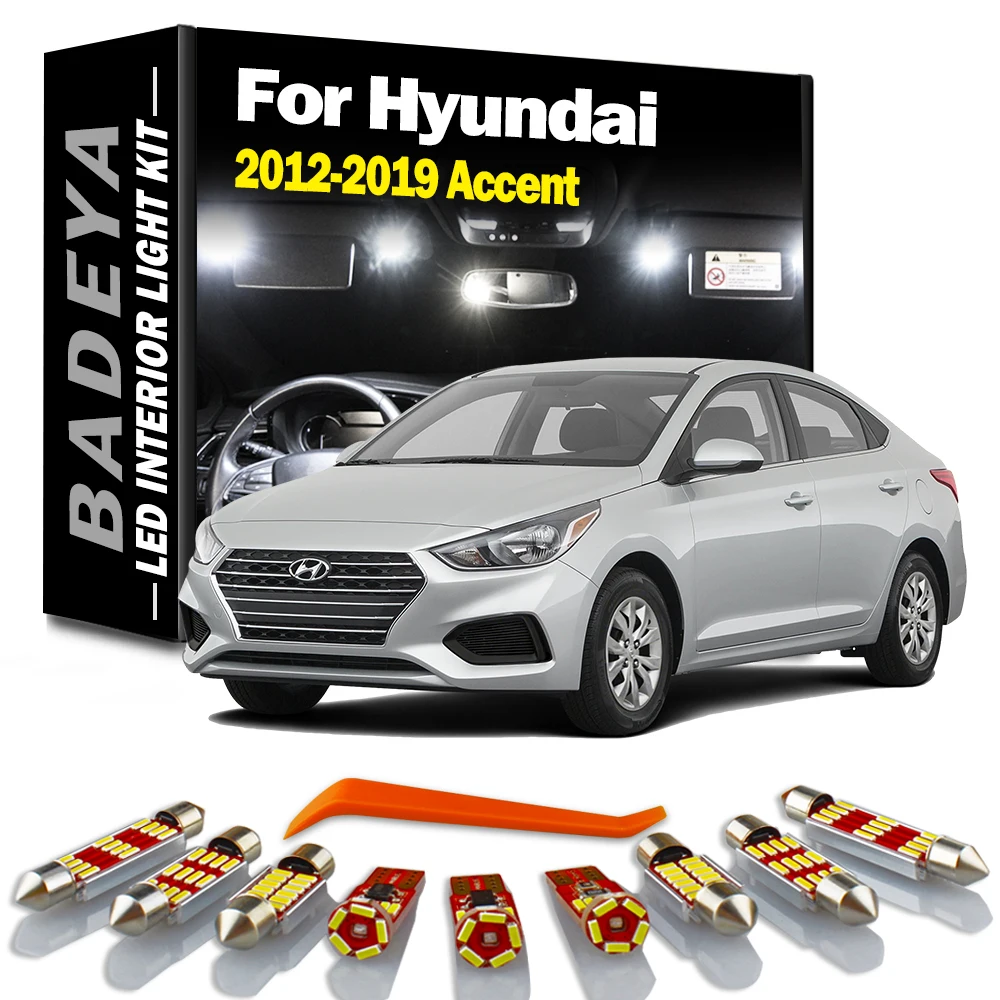 BADEYA Canbus Car Accessories LED Interior Light Kit For 2012 2013 2014-2019 Hyundai Accent Dome Map Trunk License Plate Lamp