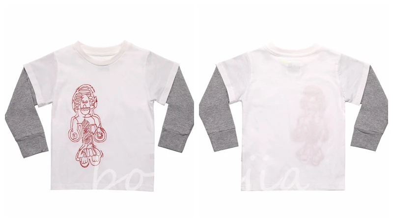 New Autumn Kids T Shirts Toddler Boys Long Sleeve Tops Embroidered Skull T-shirts Baby Girl Clothes Tribal Dancers t-shirt
