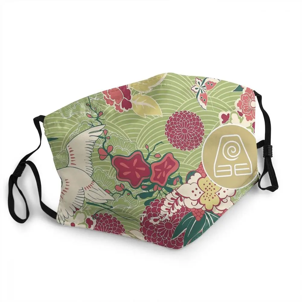 

Earth Kingdom Peony Reusable Face Mask Avatar The Last Airbender Anti Haze Dustproof Mask Protection Respirator Mouth Muffle