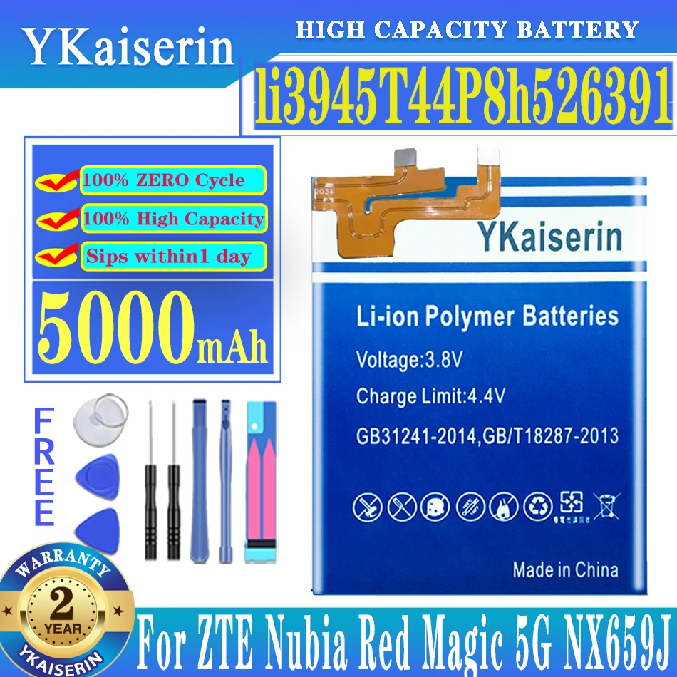 

YKaiserin li3945T44P8h526391 5000mAh For ZTE Nubia Red Magic 5G NX659J Replacement Battery