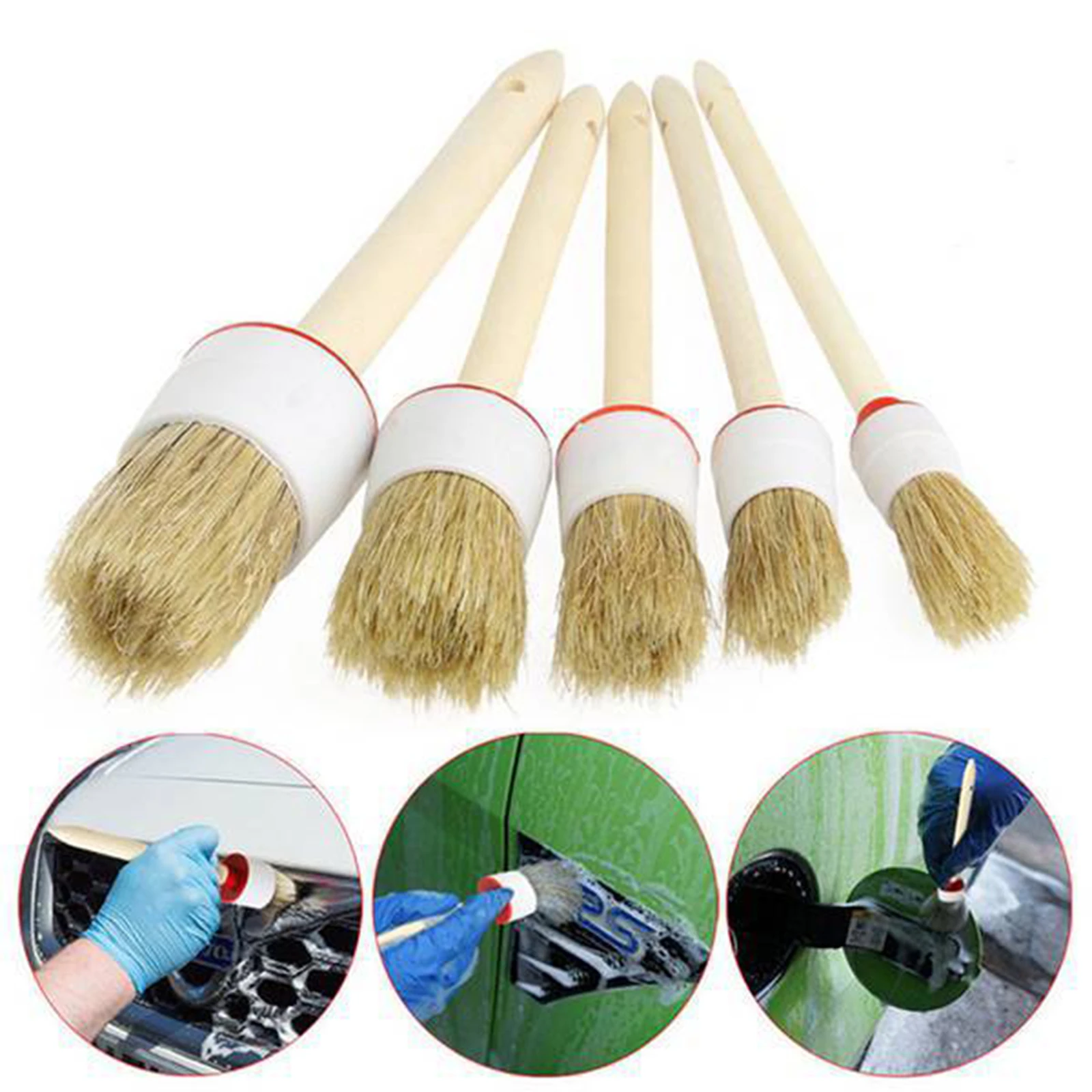 

5Pcs Hangable Automobile Car Detail Brush Set Duster 5 Sizes Multi-purpose