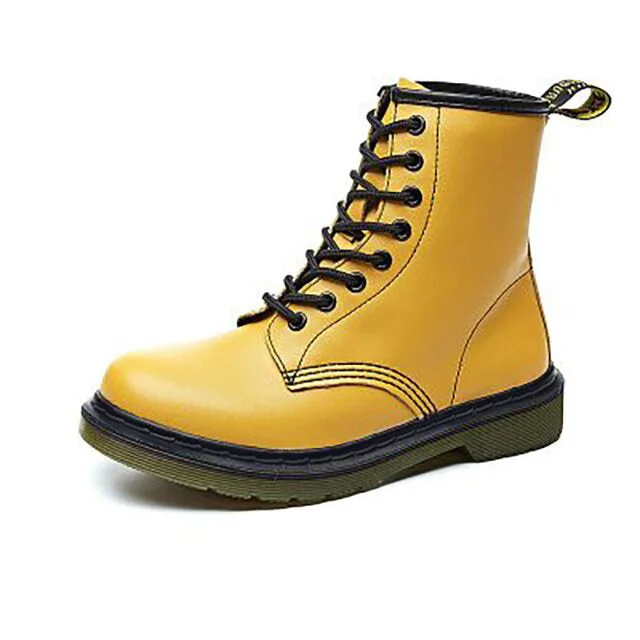 yellow Г., ботинки в байкерском стиле женские ботинки Ботинки martin из натуральной кожи женские ботильоны женская зимняя обувь женские ботинки - Цвет: yellow