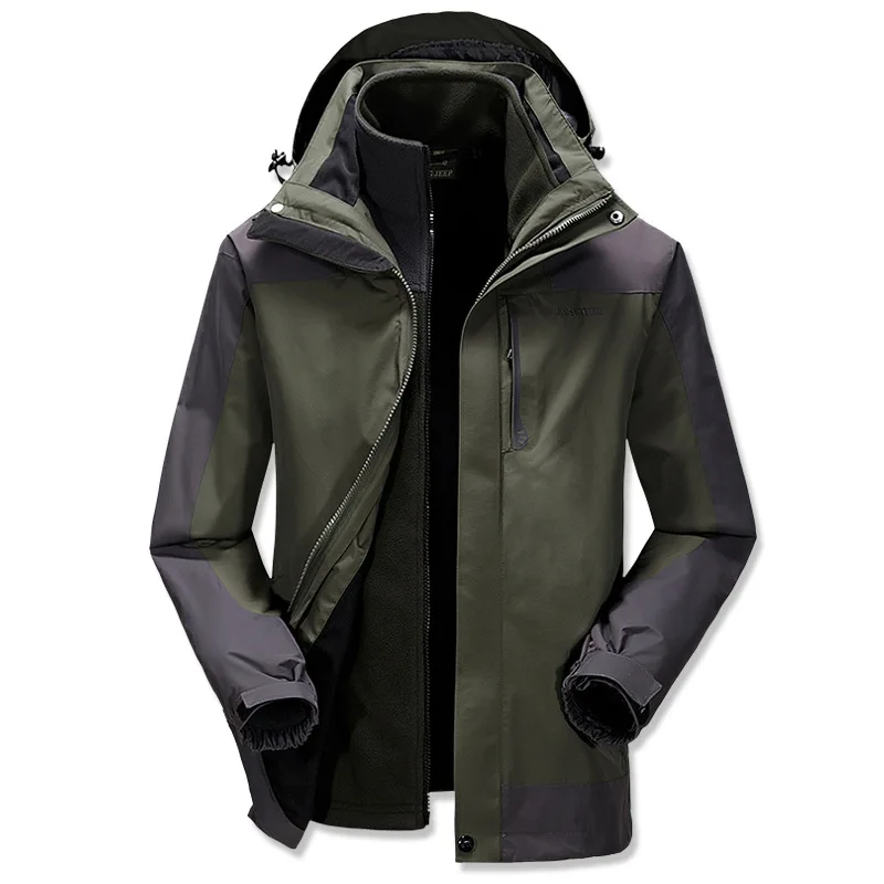 Outdoor Waterproof SoftShell Jacket For Men Fishing Hiking Warm Fleece Jackets Running Climbing Windproof Plus Size Male | Спорт и