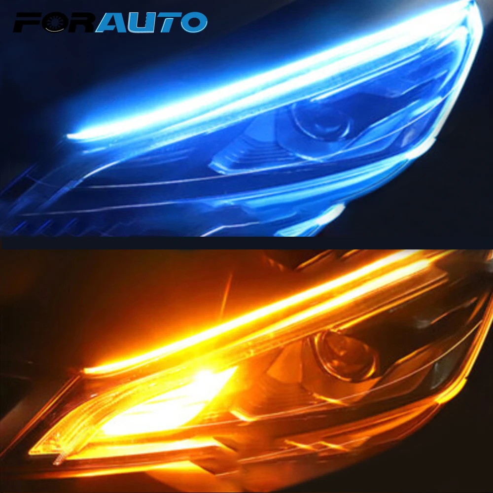 

FORAUTO 2Pcs/set Daytime Running Light Flexible Soft Tube Lamp Car LED Strips Turn Signals DRL Universal 30 45 60cm