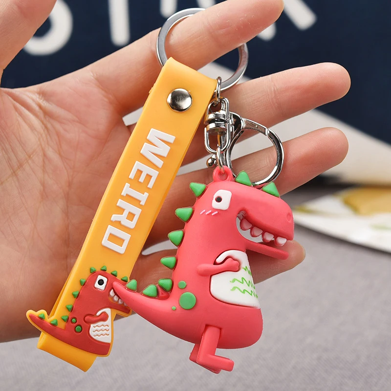 Модные брелоки из ПВХ с подвеской в виде мультяшного динозавра сумке держатель