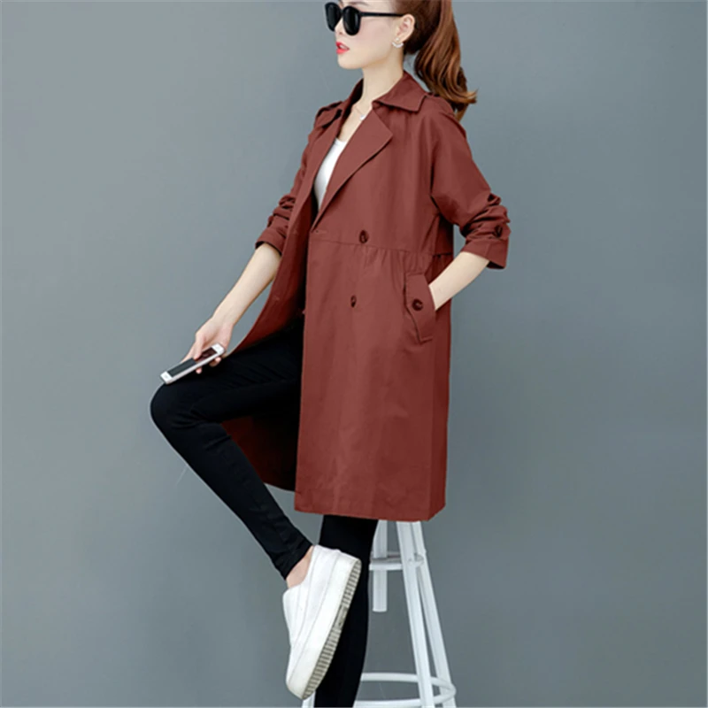 

Windbreaker Women's Mid-Length Jacket 2020 Spring Autumn Fashion New Small Temperament Loose Thin Windbreaker Trend 204