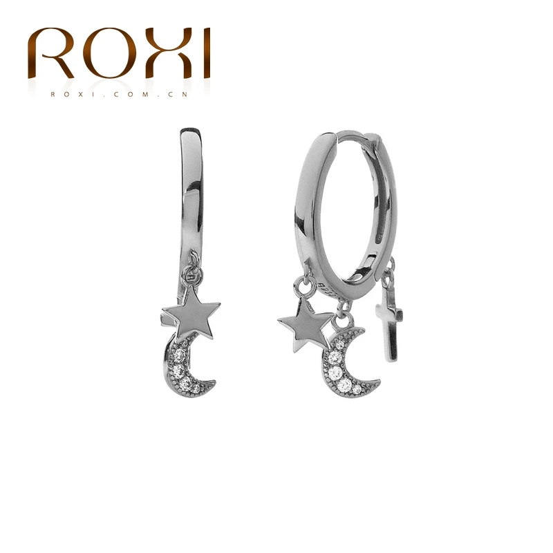 ROXI бренд класса люкс с изображением крестообразной Звезды Луна кристалл серьги в