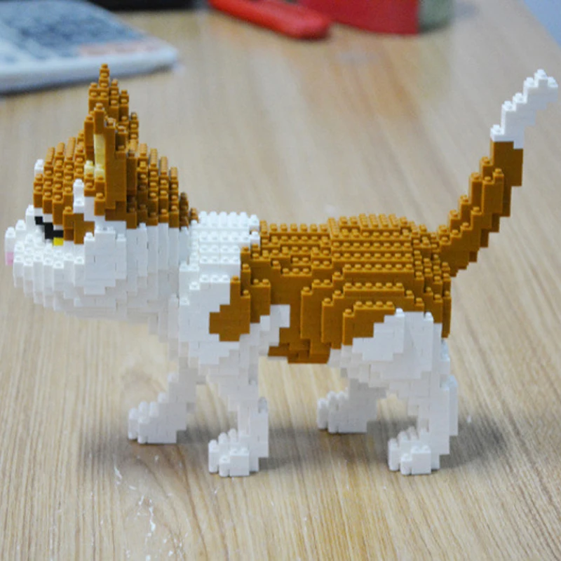 16037 персидская кошка желтая котенка животное домашнее 3D модель DIY Мини Алмазные