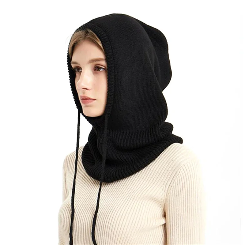 

Cashmere Knitted Hat Beanie Women Scarf Skullies Beanies Hats For Women Winter Balaclava Hat Solid Bonnet Mask Brand Hat S2734