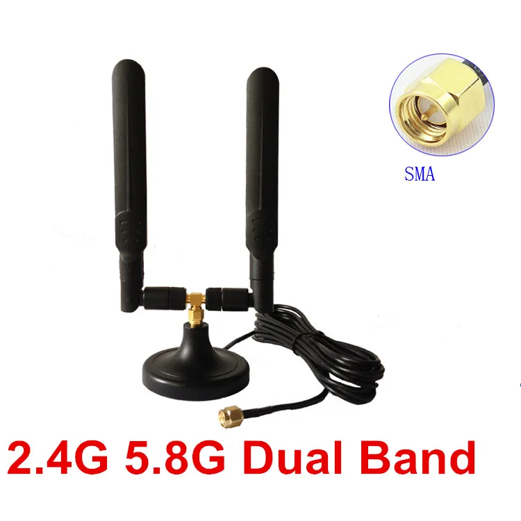 Двухдиапазонная Магнитная резиновая антенна 2,4G 5,8G wifi с высоким коэффициентом усиления 18dBi SMA whip aerial от AliExpress WW
