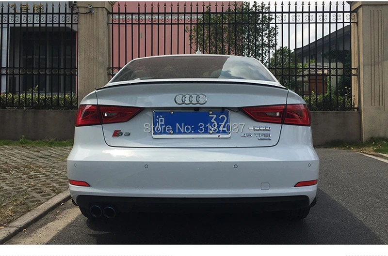 Для Audi A3 S3 Sedan 4 двери 2013-2018 ABS пластиковый Неокрашенный цвет задний спойлер на