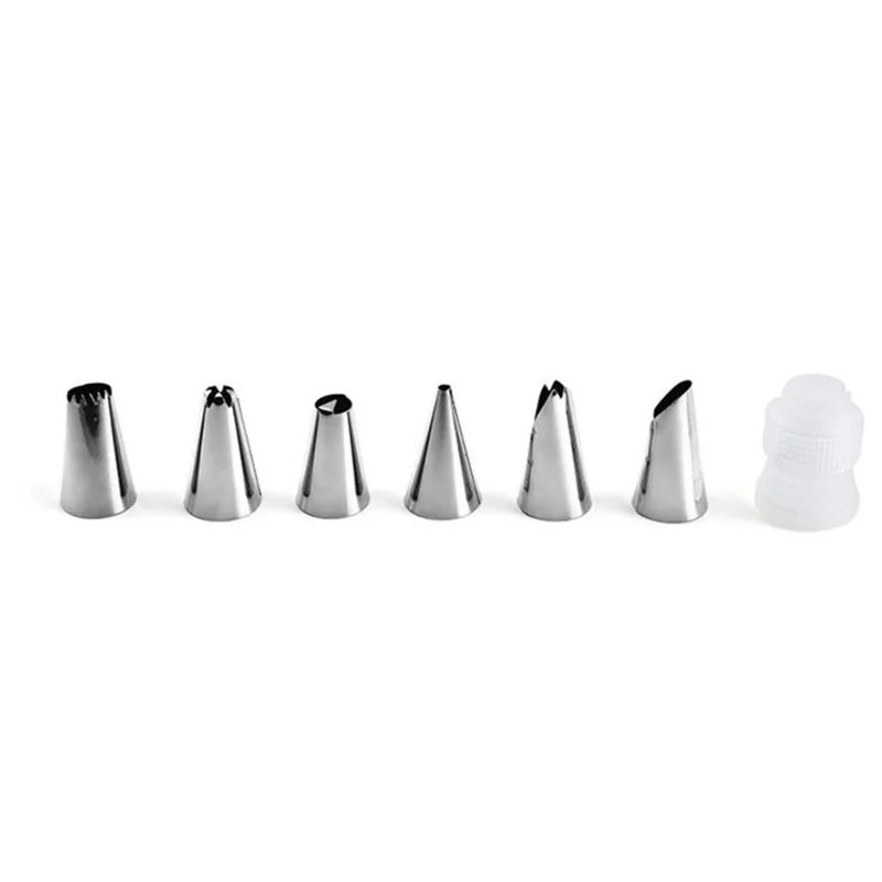 

8Pcs/Set Silicone Kitchen Accessories Icing Piping Cream Pastry Bag 6 Stainless Steel Nozzle Set DIY Cake Decorating Tips Set