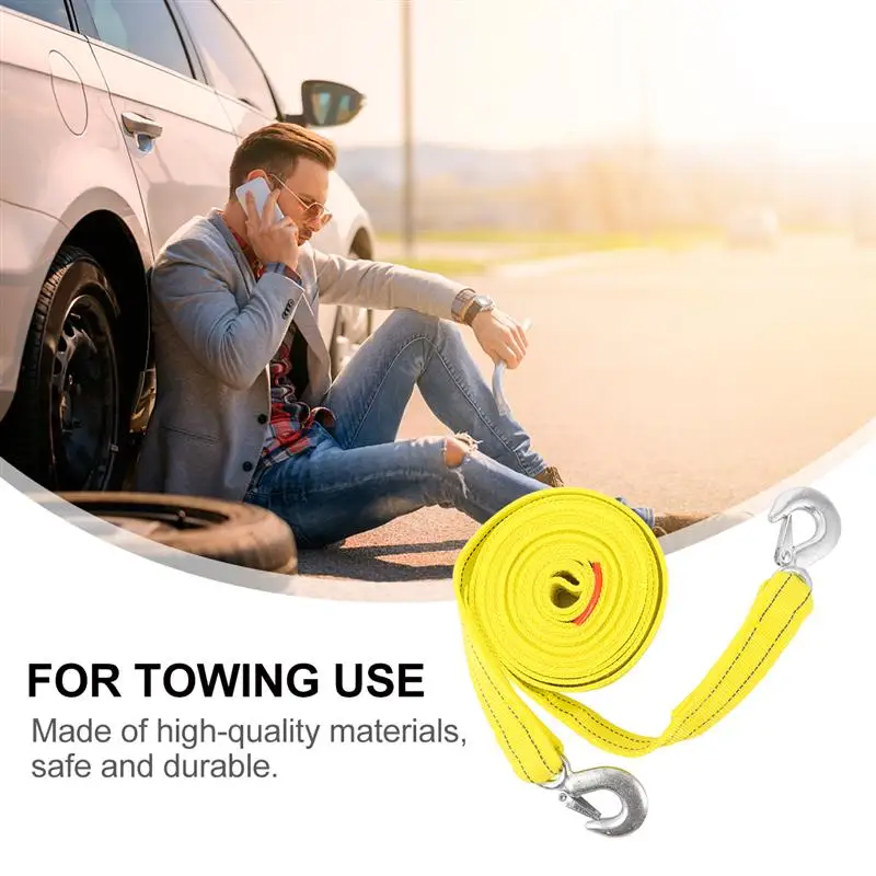 

Heavy Duty Car Trailer Rope 5 Tons 5 Meters Tow Strap with U-Shaped Hooks