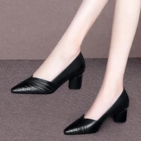 2021 spring sheepskin leather single shoes womanpointed toe women high heelsslip on female footwaredropshippingblackbrown