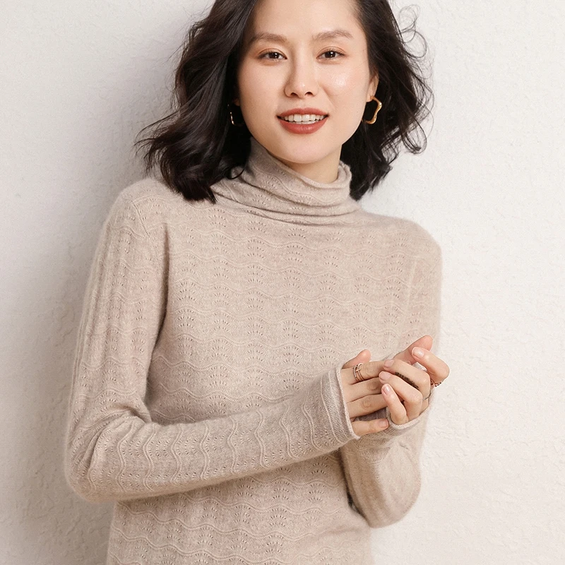 

Hot Sale 2020 Winter Sweaters Women Turtleneck Solid Color Tops 100% Pure Pashmina Knitted 7Colors Standard Pullovers Female