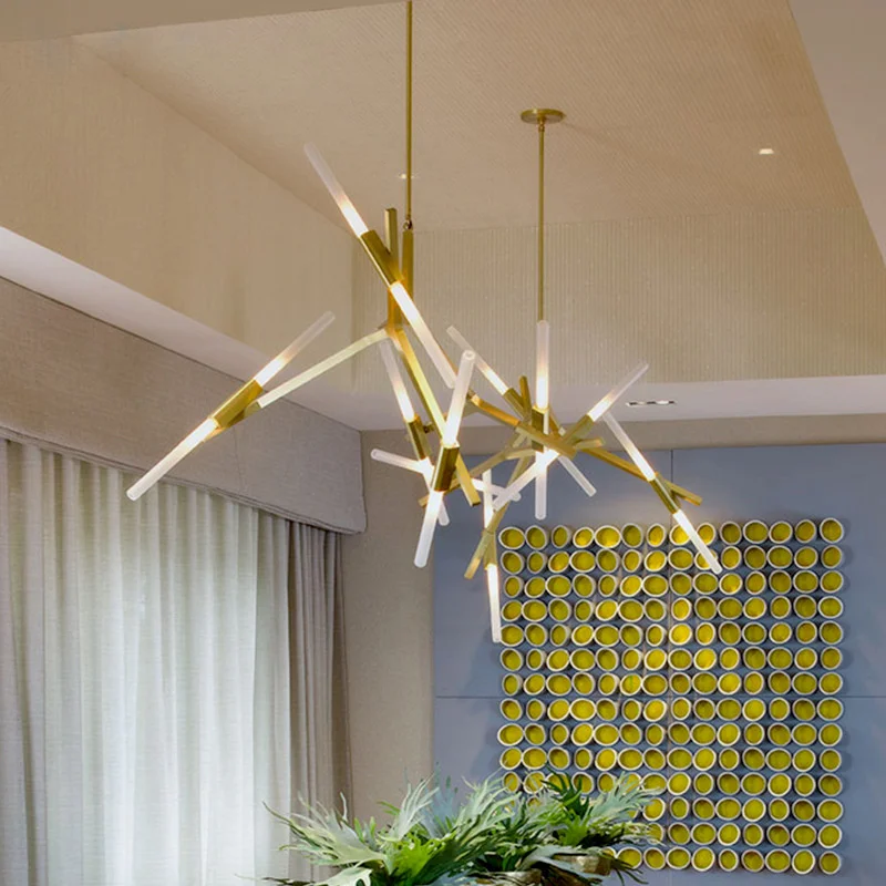 저렴한 북유럽 현대 Led 크리스탈 샹들리에 트리 분기 매달려 조명 Lustre 서스펜션 주방 다이닝 바 거실 펜던트 조명