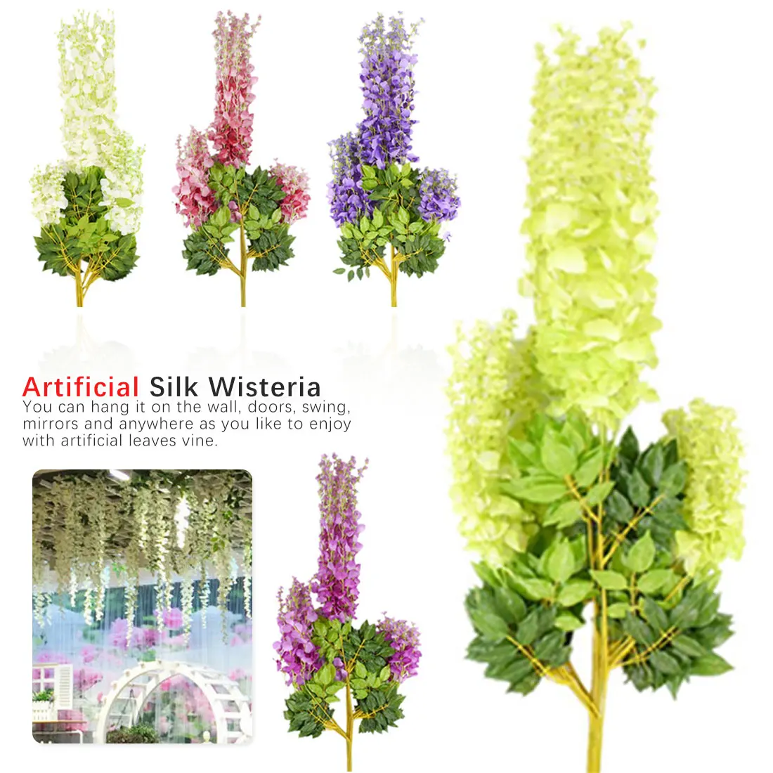 Искусственные цветы для дома и сада товары 110 см Висячие растения шелк Глициния