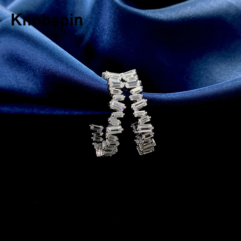 

Knobspin 100% Стерлинговое Серебро 925 пробы новые высокоуглеродистые алмазные буквенно-цифровые ювелирные изделия для юбилея модные серьги для ж...