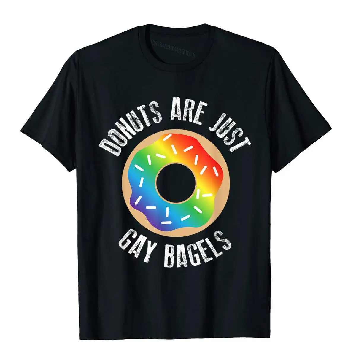 

Funny Donut Shirt Just Gay Bagels LGBTQ Pride Month Gift Japan StyleBeach Tees Funky Cotton Men's Top T-Shirts