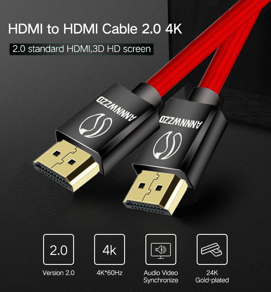 Кабель HDMI к 1 м 2 3 5 высокое разрешение 4K 60 Гц подходит для HD телевизора ЖК дисплея