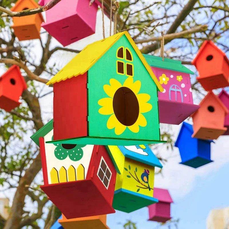 

Crafts for Kids Ages 4-8 Kids Arts and Crafts, 2 Pack DIY Wooden Birdhouse Build and Paint 4-8 Years Old Boys Girls