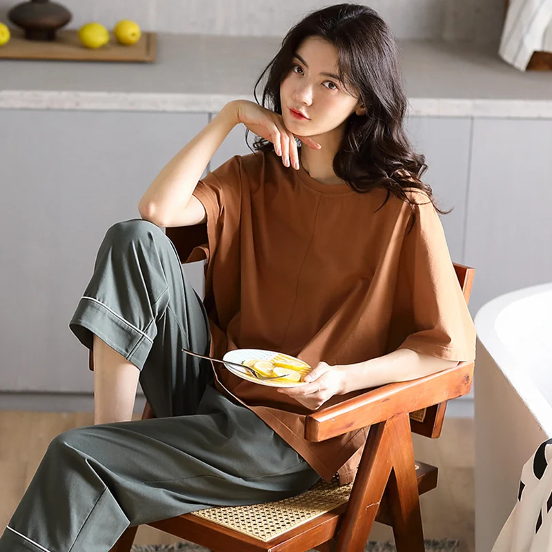 Асимметричный женский пижамный комплект с уникальным дизайном Хлопковая пижама