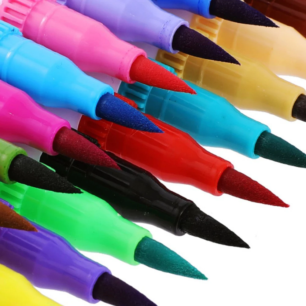 

1box 24 Colors Double Headed Watercolor Pen Soft Brush Head Hook Student Art Graffiti Coloring Pen Drawing Art Markers Pen for K