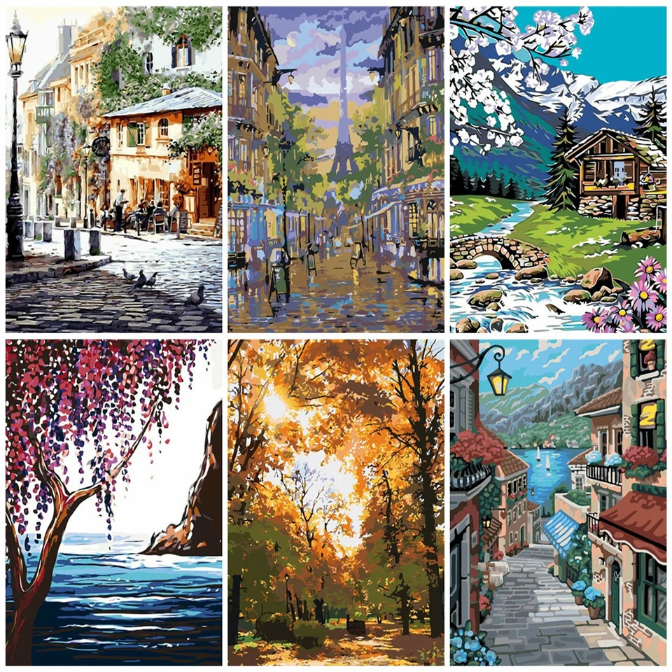 AZQSD краска для взрослых по номерам DIY Ландшафтная акриловая ручная подарок
