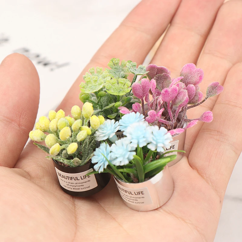

1:12 Dollhouse Miniature metal Green Potted Home Decor Simulation Potted Plants