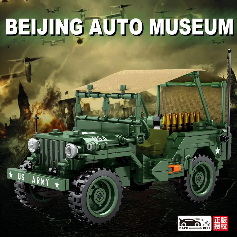 

SEMBO WW2 Creator Willis Jeeped Car High-tech Retro Classic Car Building Blocks Model Military Car Boys Childrens Birthday Gifts