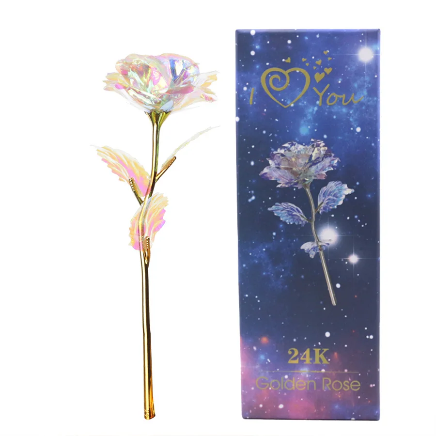 Galaxy rose in box Романтический Красочный светодиодный сказочный розовый искусственный Галактический цветок розы для подруги, подарок на день Святого Валентина, свадебный Декор для дома - Цвет: Galaxy rose in box