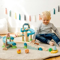 wooden baby spelling building blocks montessori ball track nordic style blocks early educational aids toy for kids 1 5 years
