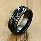 Новинка 2022, модное обручальное кольцо TOBILO с черной цепью для мужчин, винтажное ювелирное изделие на палец из нержавеющей стали в стиле панк, мужское вращающееся кольцо-цепочка