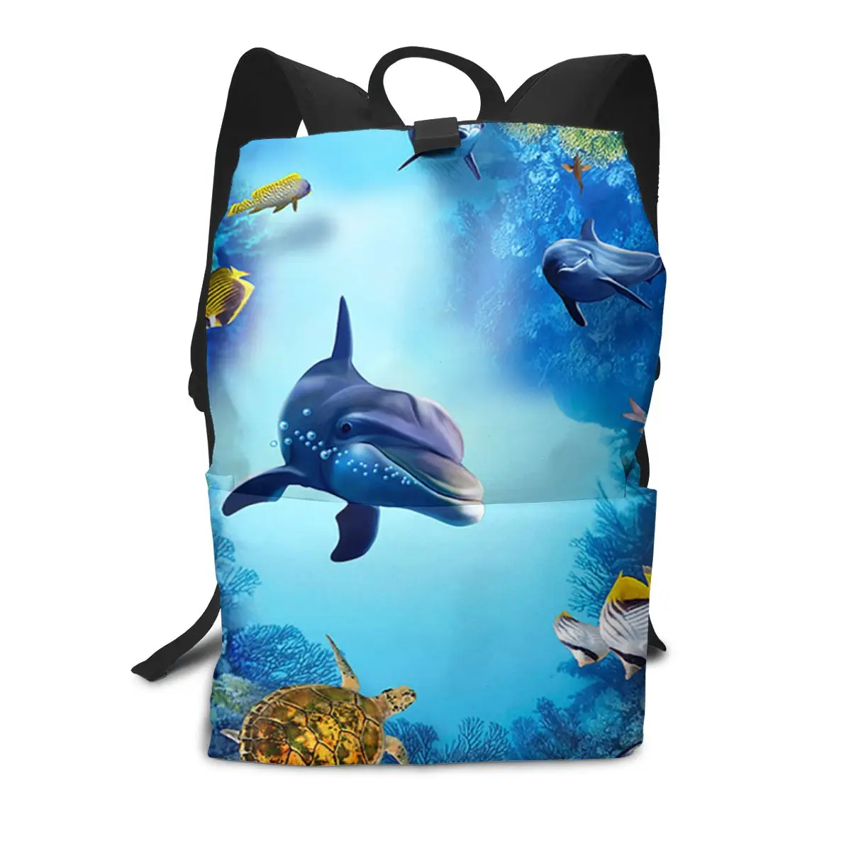 Школьный ранец для мальчиков, ортопедический вместительный рюкзак под подводный мир с принтом черепахи и рыбок, портфель для ноутбука