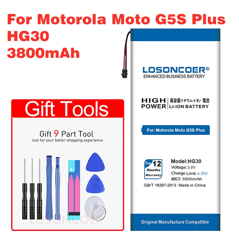 LOSONCOER HG30 3800 мАч для Motorola Moto G5S Plus батарея двойной XT1791 XT1792 XT1793 XT1794 XT1795 XT1805 HG30 батареи Бесплатные инструменты