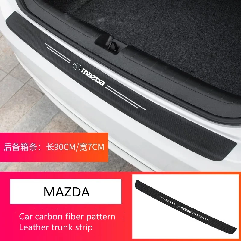 

For Mazda Car Rear Bumper Decals Carbon Fiber Protector, Car Trunk Decorative Protective Stickers Modification Accessories