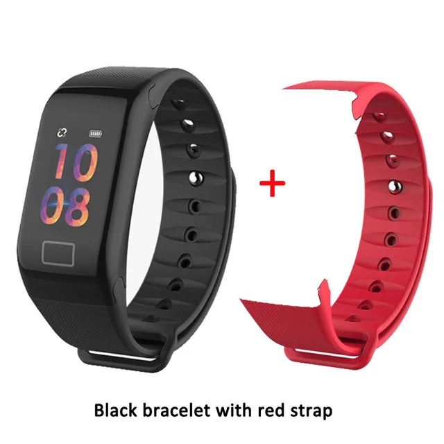 Black Red band F1 Plus смарт-браслет Bluetooth спортивный водонепроницаемый цветной экран пульсометр кровяное давление монитор сердечного ритма Смарт-браслет - Цвет: Black Red band