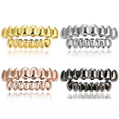 

Hip Hop Teeth Grillz Set Top Bottom Mouth Teeth Grills Fashion Removable Teeth Grillz Teeth Caps Cosplay Rapper Dental Grills