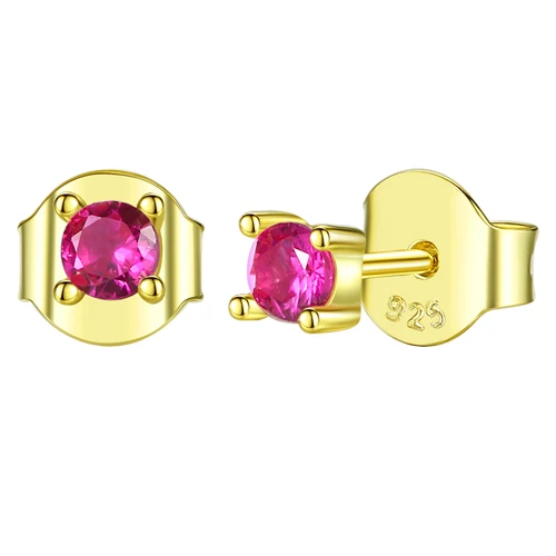 rose red ELESHE, модные, 925 пробы, серебряные серьги, кубический цирконий, круглые, маленькие серьги-гвоздики для женщин, девушек, желтое золото, ювелирное изделие, подарок - Окраска металла: rose red
