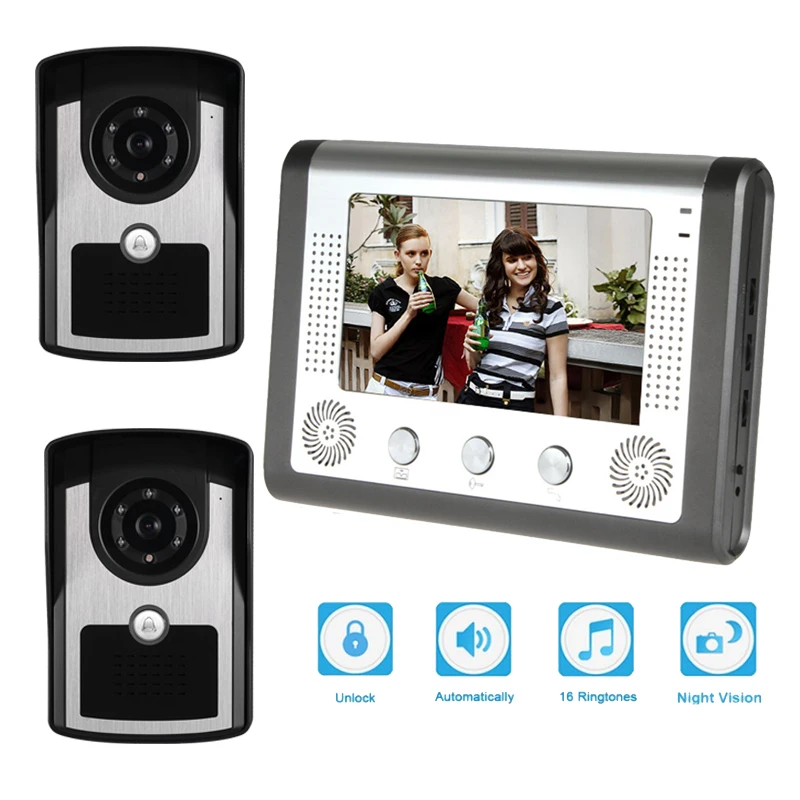SYSD 7 Inch Color Video Door Phone Wierd Intercom Camera with IR Night Vision for Home Security System