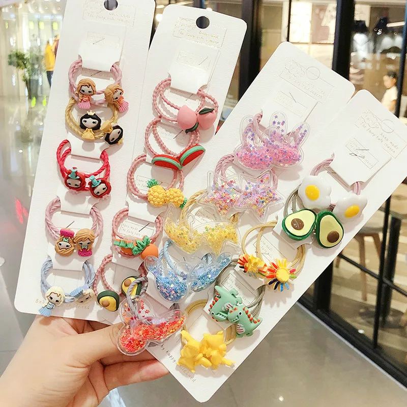 

2/5/10Pcs/Set Girls Cute Cartoon Avocado Fruit Elastic Hair Bands Scrunchies Ponytail Holder Headbands Kids Hair Accessories